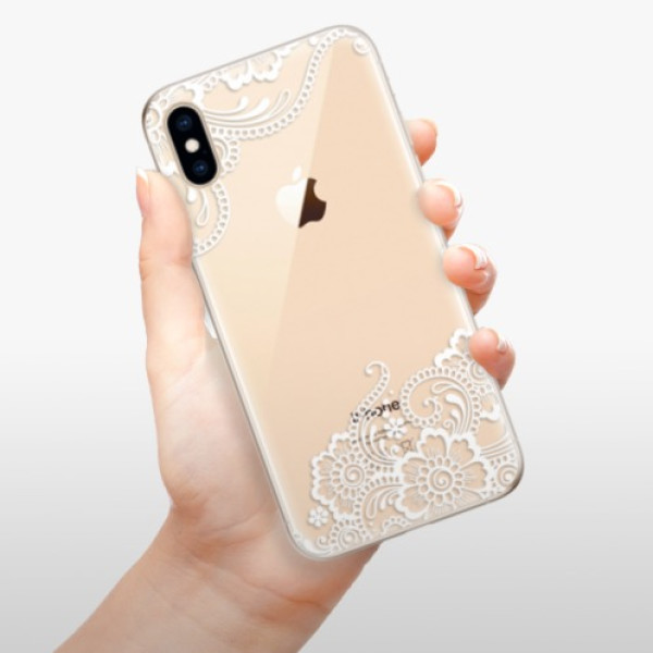 Silikonové pouzdro iSaprio - Apple iPhone XS - White Lace 02