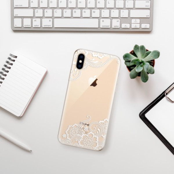 Silikonové pouzdro iSaprio - Apple iPhone XS - White Lace 02