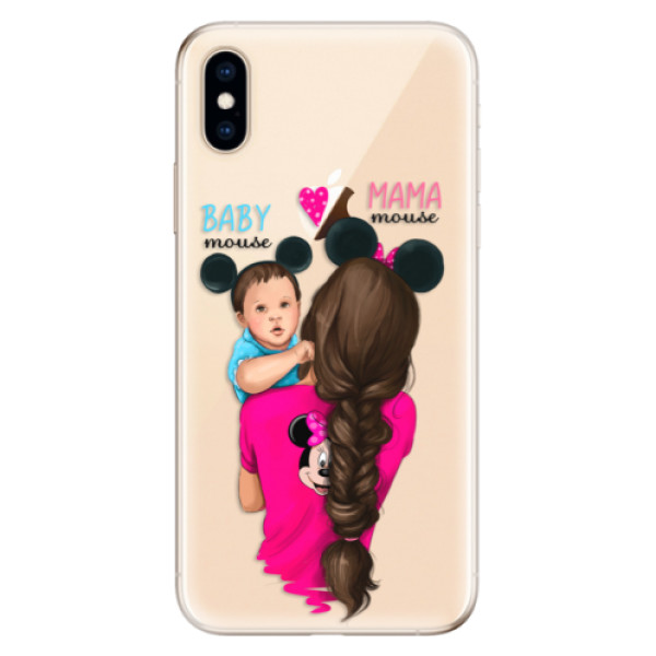 Odolné silikonové pouzdro iSaprio - Mama Mouse Brunette and Boy - iPhone XS