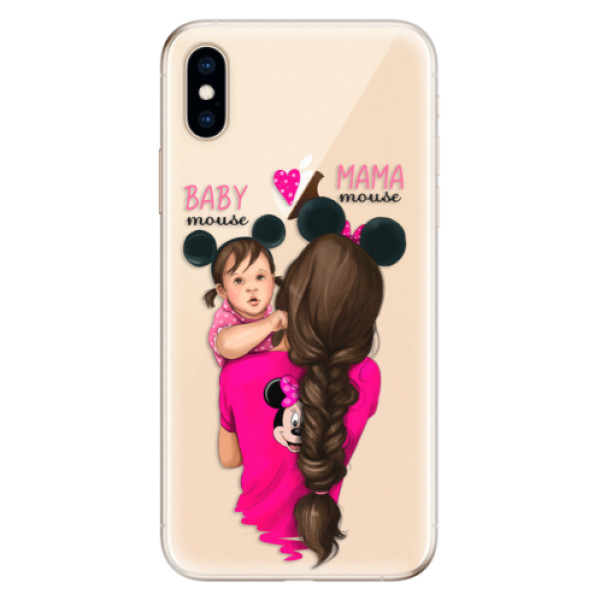 Odolné silikonové pouzdro iSaprio - Mama Mouse Brunette and Girl - iPhone XS