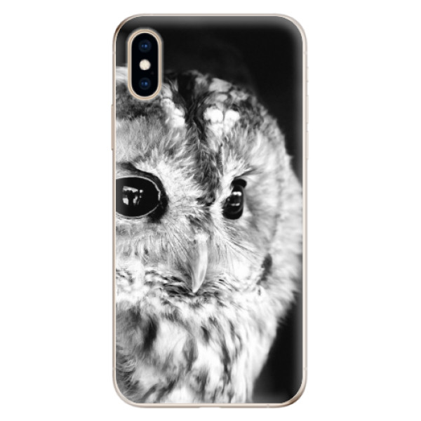 Odolné silikonové pouzdro iSaprio - BW Owl na mobil Apple iPhone XS (Odolný silikonový obal, kryt pouzdro iSaprio - BW Owl - na mobilní telefon Apple iPhone XS)