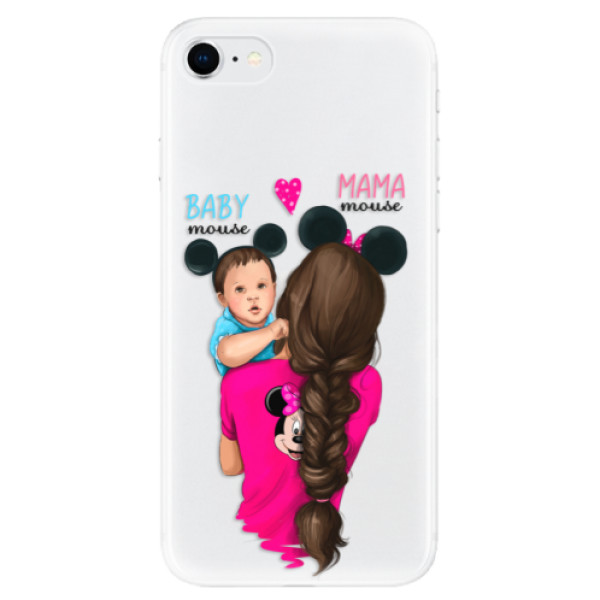 Odolné silikonové pouzdro iSaprio - Mama Mouse Brunette and Boy - iPhone SE 2020