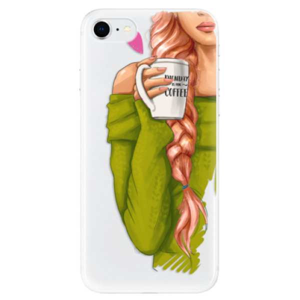 Odolné silikonové pouzdro iSaprio - My Coffe and Redhead Girl - iPhone SE 2020