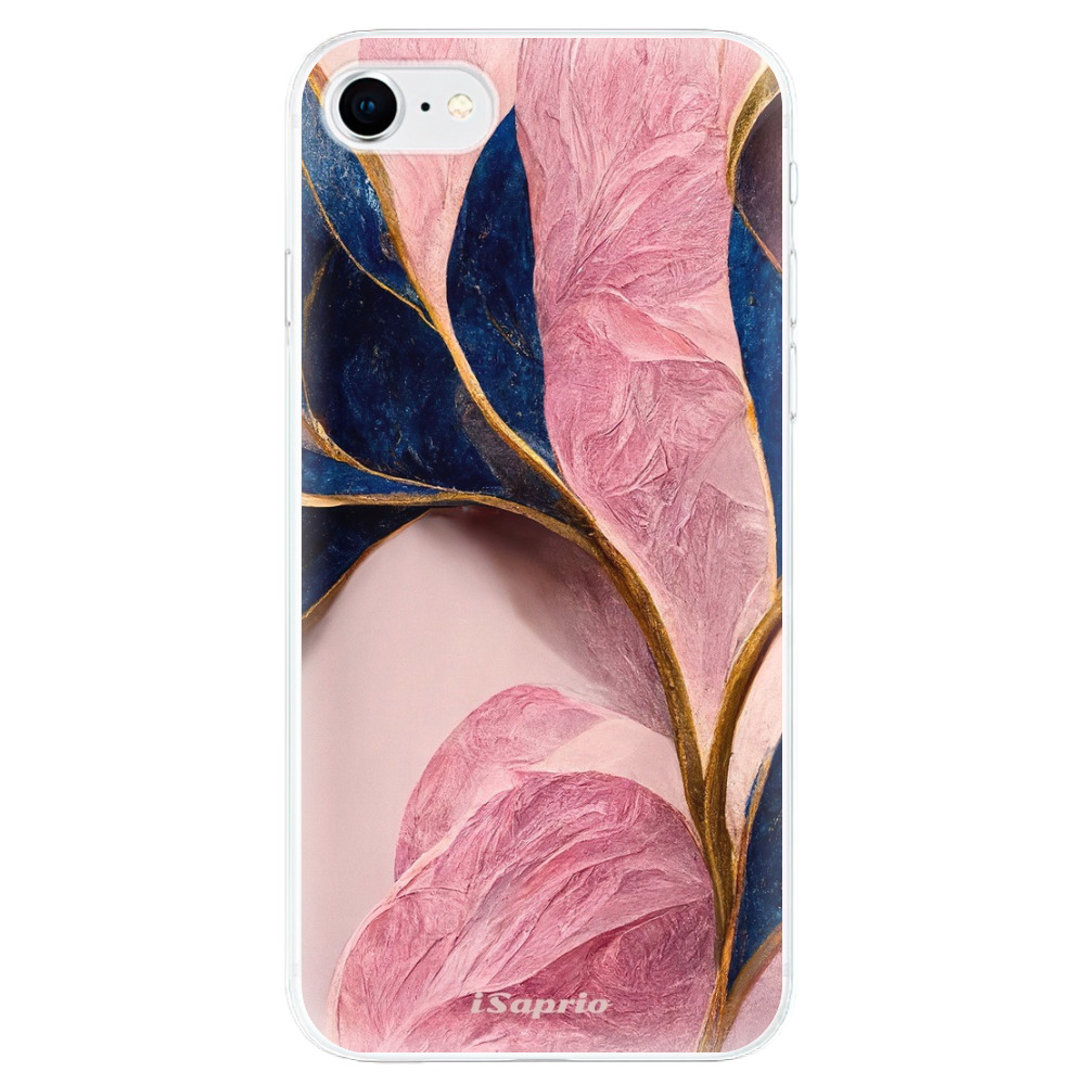Odolné silikonové pouzdro iSaprio - Pink Blue Leaves - iPhone SE 2020