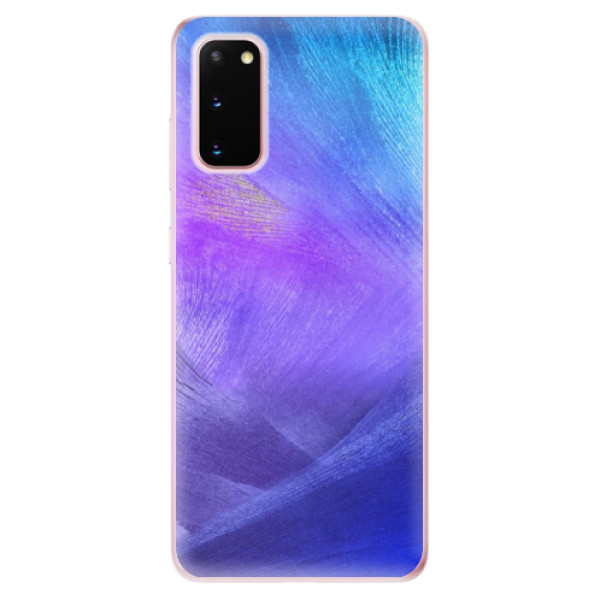Odolné silikonové pouzdro iSaprio - Purple Feathers na mobil Samsung Galaxy S20 (Odolný silikonový obal, kryt pouzdro iSaprio - Purple Feathers - na mobilní telefon Samsung Galaxy S20)