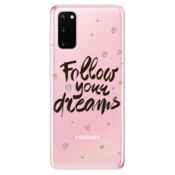Odolné silikonové pouzdro iSaprio - Follow Your Dreams - black - Samsung Galaxy S20