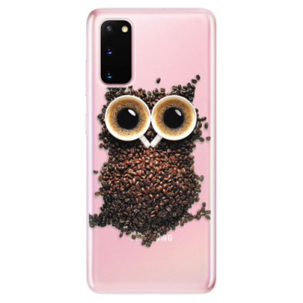 Odolné silikonové pouzdro iSaprio - Owl And Coffee na mobil Samsung Galaxy S20 (Odolný silikonový obal, kryt pouzdro iSaprio - Owl And Coffee - na mobilní telefon Samsung Galaxy S20)