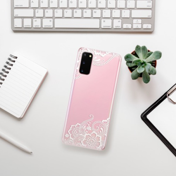 Silikonové pouzdro iSaprio - Samsung Galaxy S20 - White Lace 02