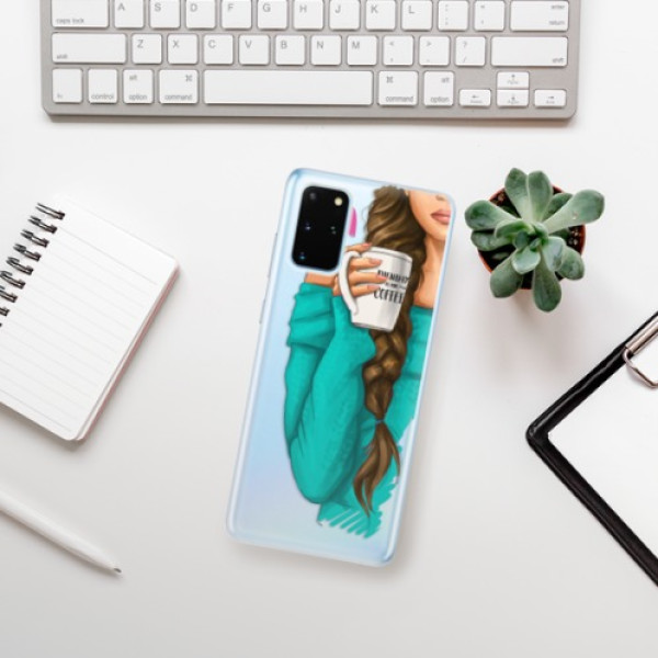Odolné silikonové pouzdro iSaprio - My Coffe and Brunette Girl na mobil Samsung Galaxy S20 Plus - VÝPRODEJ