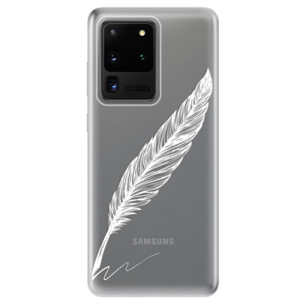 Odolné silikonové pouzdro iSaprio - Writing By Feather - white - Samsung Galaxy S20 Ultra