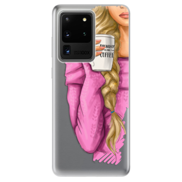 Odolné silikonové pouzdro iSaprio - My Coffe and Blond Girl - Samsung Galaxy S20 Ultra