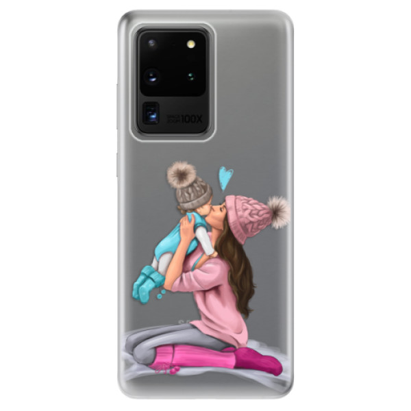 Odolné silikonové pouzdro iSaprio - Kissing Mom - Brunette and Boy - Samsung Galaxy S20 Ultra