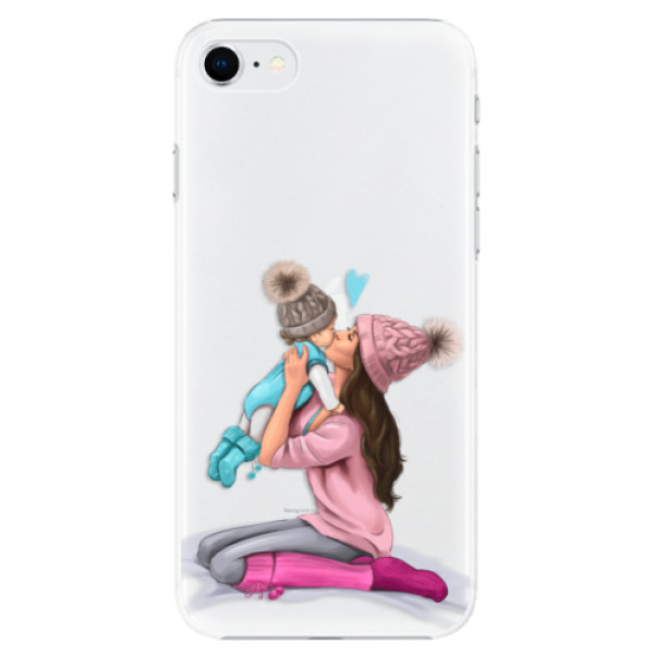 Plastové pouzdro iSaprio - Kissing Mom - Brunette and Boy - iPhone SE 2020
