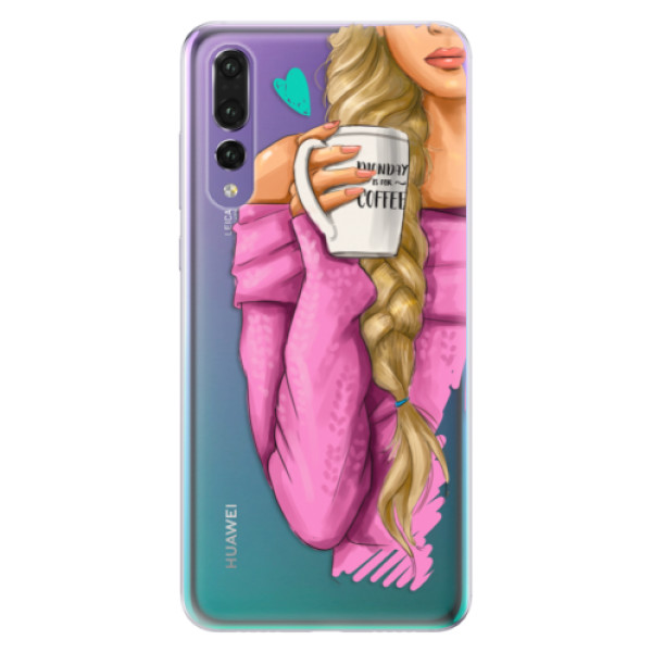 Odolné silikonové pouzdro iSaprio - My Coffe and Blond Girl - Huawei P20 Pro