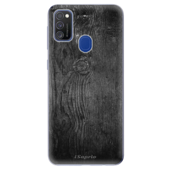 Odolné silikonové pouzdro iSaprio - Black Wood 13 na mobil Samsung Galaxy M21 (Silikonový odolný kryt, obal, pouzdro iSaprio - Black Wood 13 na mobilní telefon Samsung Galaxy M21)