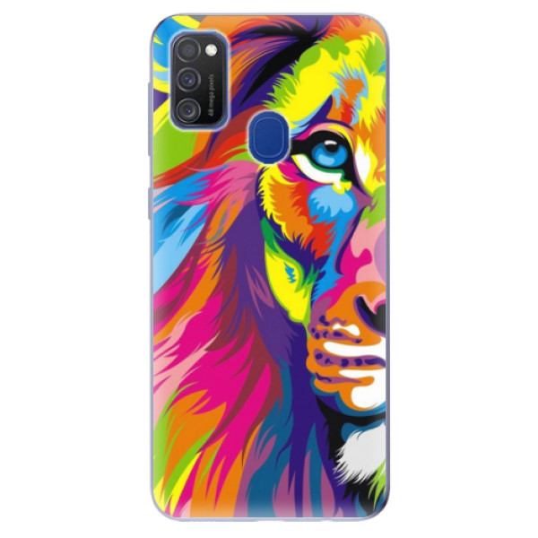 Odolné silikonové pouzdro iSaprio - Rainbow Lion na mobil Samsung Galaxy M21 (Silikonový odolný kryt, obal, pouzdro iSaprio - Rainbow Lion na mobilní telefon Samsung Galaxy M21)