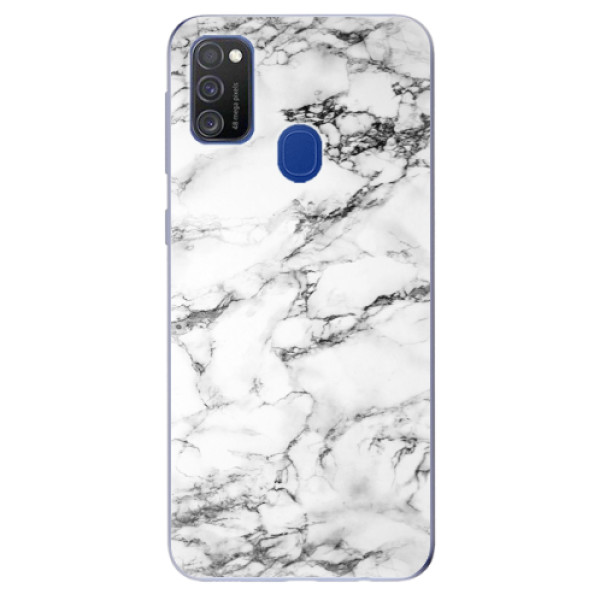 Odolné silikonové pouzdro iSaprio - White Marble 01 na mobil Samsung Galaxy M21 (Silikonový odolný kryt, obal, pouzdro iSaprio - White Marble 01 na mobilní telefon Samsung Galaxy M21)