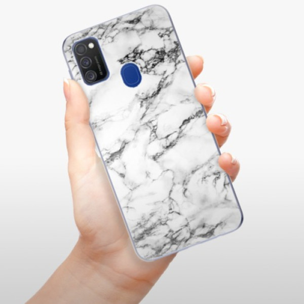 Silikonové pouzdro iSaprio - Samsung Galaxy M21 - White Marble 01