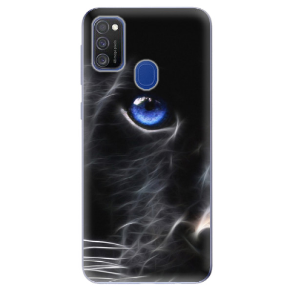 Odolné silikonové pouzdro iSaprio - Black Puma na mobil Samsung Galaxy M21 (Silikonový odolný kryt, obal, pouzdro iSaprio - Black Puma na mobilní telefon Samsung Galaxy M21)