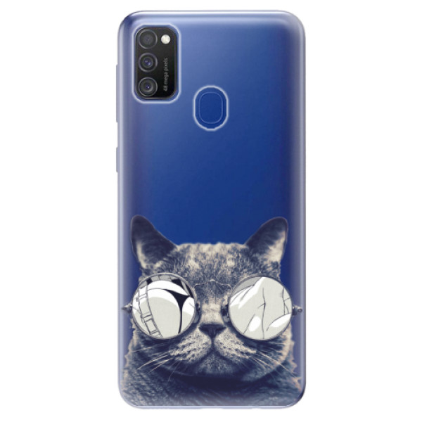 Odolné silikonové pouzdro iSaprio - Crazy Cat 01 na mobil Samsung Galaxy M21 (Silikonový odolný kryt, obal, pouzdro iSaprio - Crazy Cat 01 na mobilní telefon Samsung Galaxy M21)