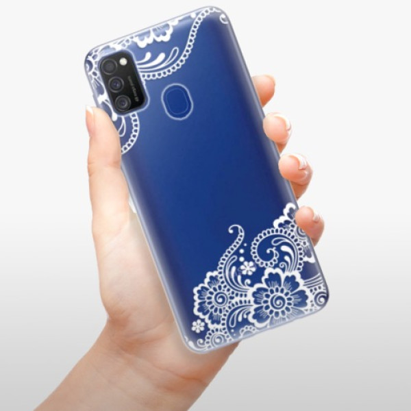 Silikonové pouzdro iSaprio - Samsung Galaxy M21 - White Lace 02