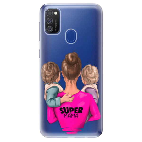 Odolné silikonové pouzdro iSaprio - Super Mama - Two Boys - Samsung Galaxy M21