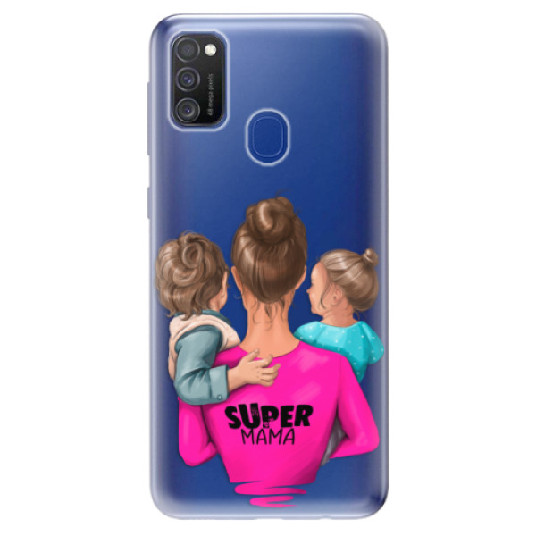 Odolné silikonové pouzdro iSaprio - Super Mama - Boy and Girl - Samsung Galaxy M21
