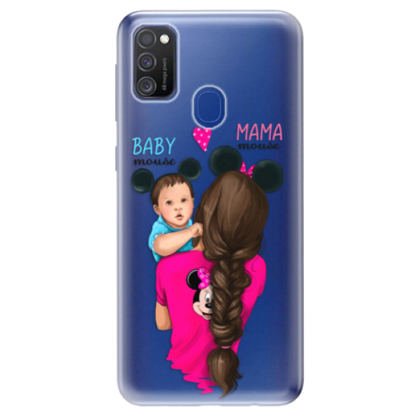Odolné silikonové pouzdro iSaprio - Mama Mouse Brunette and Boy - Samsung Galaxy M21