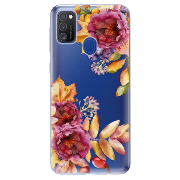 Odolné silikonové pouzdro iSaprio - Fall Flowers na mobil Samsung Galaxy M21 (Silikonový odolný kryt, obal, pouzdro iSaprio - Fall Flowers na mobilní telefon Samsung Galaxy M21)