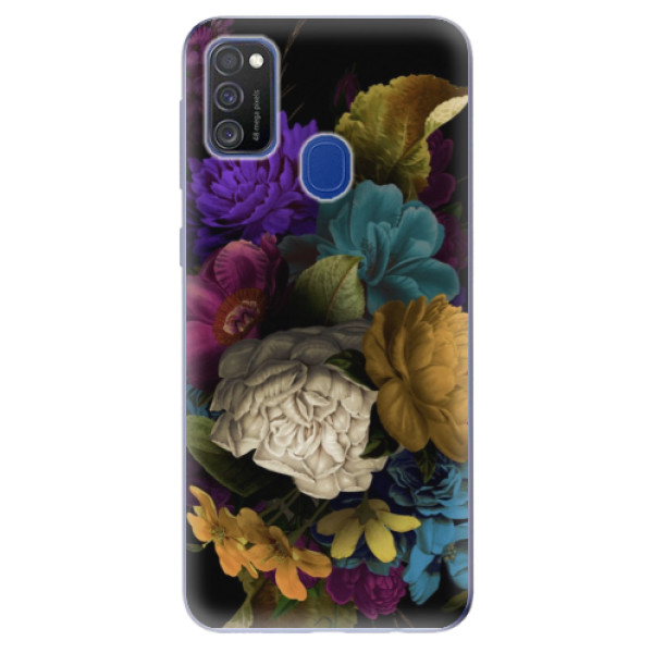 Odolné silikonové pouzdro iSaprio - Dark Flowers na mobil Samsung Galaxy M21 (Silikonový odolný kryt, obal, pouzdro iSaprio - Dark Flowers na mobilní telefon Samsung Galaxy M21)