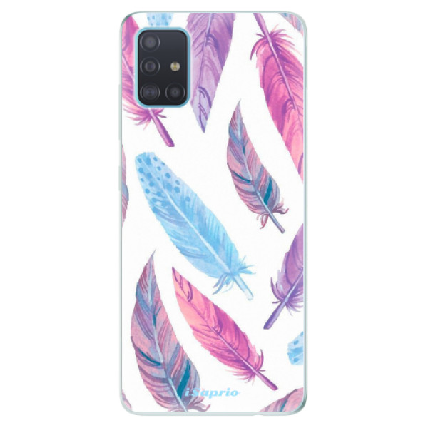 Odolné silikonové pouzdro iSaprio - Feather Pattern 10 na mobil Samsung Galaxy A51 (Silikonový odolný kryt, obal, pouzdro iSaprio - Feather Pattern 10 na mobilní telefon Samsung Galaxy A51)