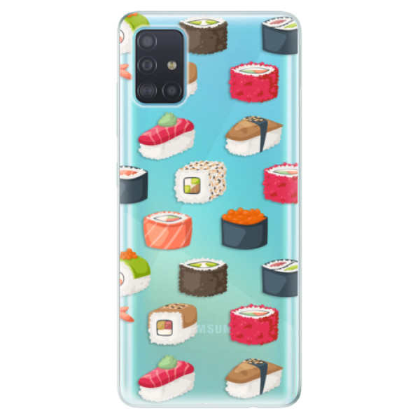 Odolné silikonové pouzdro iSaprio - Sushi Pattern na mobil Samsung Galaxy A51 (Silikonový odolný kryt, obal, pouzdro iSaprio - Sushi Pattern na mobilní telefon Samsung Galaxy A51)