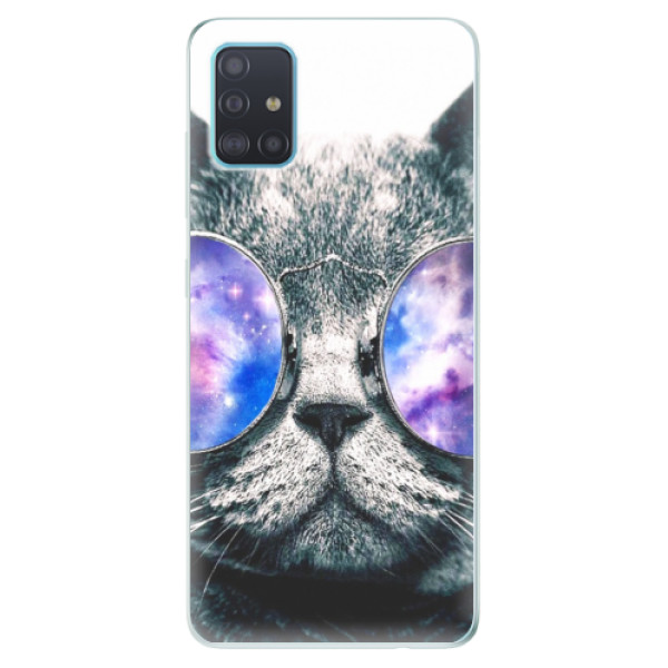 Odolné silikonové pouzdro iSaprio - Galaxy Cat na mobil Samsung Galaxy A51 (Silikonový odolný kryt, obal, pouzdro iSaprio - Galaxy Cat na mobilní telefon Samsung Galaxy A51)