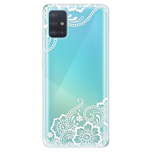 Odolné silikonové pouzdro iSaprio - White Lace 02 na mobil Samsung Galaxy A51 (Silikonový odolný kryt, obal, pouzdro iSaprio - White Lace 02 na mobilní telefon Samsung Galaxy A51)