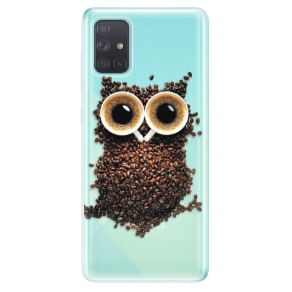 Odolné silikonové pouzdro iSaprio - Owl And Coffee na mobil Samsung Galaxy A71 (Silikonový odolný kryt, obal, pouzdro iSaprio - Owl And Coffee na mobilní telefon Samsung Galaxy A71)