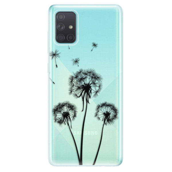 Odolné silikonové pouzdro iSaprio - Three Dandelions - black na mobil Samsung Galaxy A71 (Silikonový odolný kryt, obal, pouzdro iSaprio - Three Dandelions - black na mobilní telefon Samsung Galaxy A71)