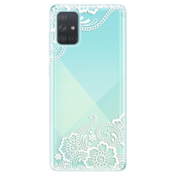 Odolné silikonové pouzdro iSaprio - White Lace 02 na mobil Samsung Galaxy A71 (Silikonový odolný kryt, obal, pouzdro iSaprio - White Lace 02 na mobilní telefon Samsung Galaxy A71)