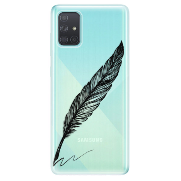 Odolné silikonové pouzdro iSaprio - Writing By Feather - black na mobil Samsung Galaxy A71 (Silikonový odolný kryt, obal, pouzdro iSaprio - Writing By Feather - black na mobilní telefon Samsung Galaxy A71)