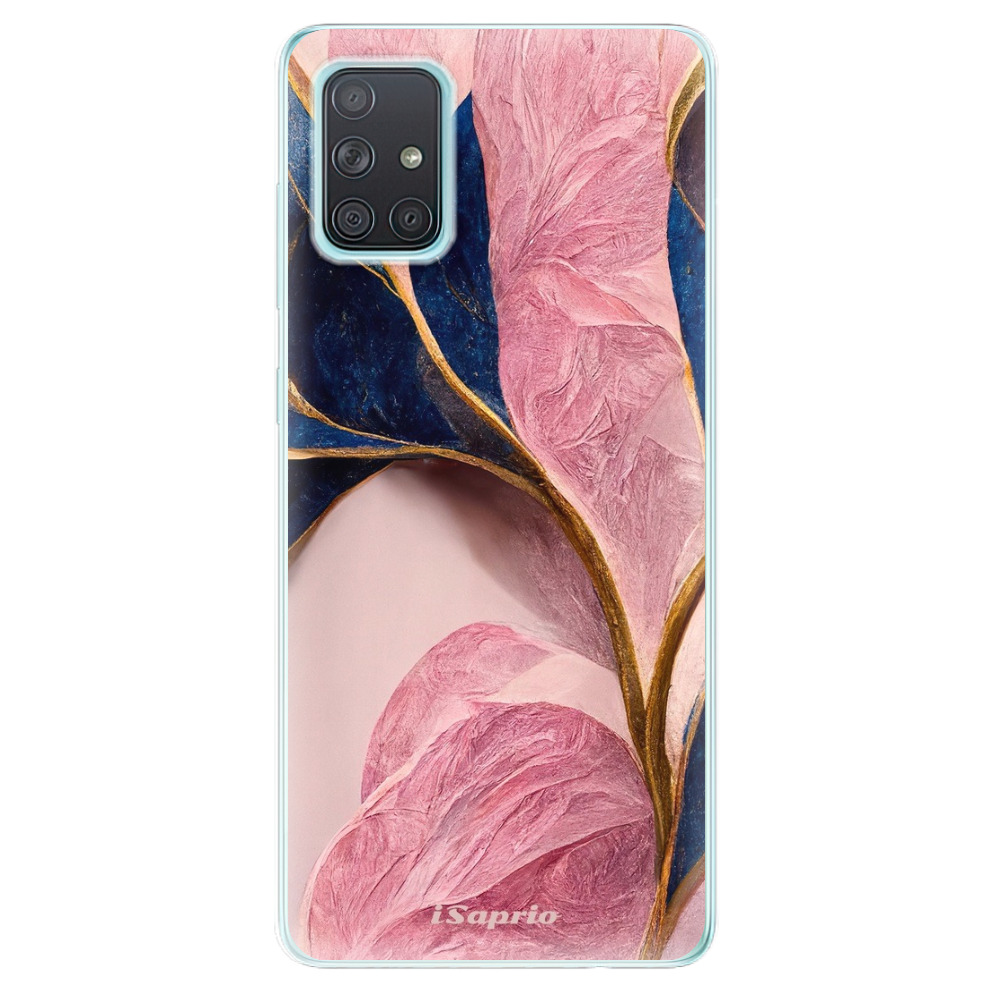 Odolné silikonové pouzdro iSaprio - Pink Blue Leaves - Samsung Galaxy A71