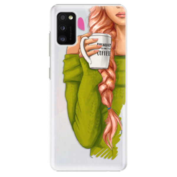 Plastové pouzdro iSaprio - My Coffe and Redhead Girl - Samsung Galaxy A41