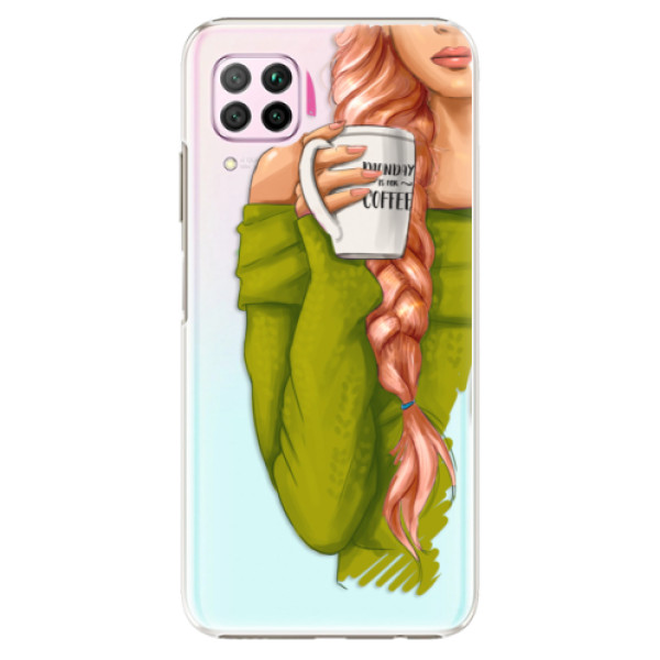 Plastové pouzdro iSaprio - My Coffe and Redhead Girl - Huawei P40 Lite