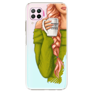 Plastové pouzdro iSaprio - My Coffe and Redhead Girl - na mobil Huawei P40 Lite