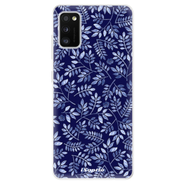 Odolné silikonové pouzdro iSaprio - Blue Leaves 05 - na mobil Samsung Galaxy A41 (Odolný silikonový kryt, obal pouzdro iSaprio - Blue Leaves 05 - na mobilní telefon Samsung Galaxy A41)