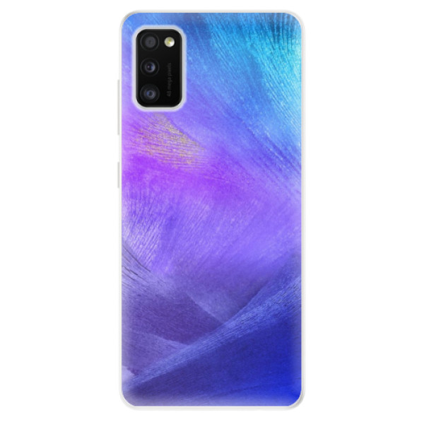 Odolné silikonové pouzdro iSaprio - Purple Feathers - na mobil Samsung Galaxy A41 (Odolný silikonový kryt, obal pouzdro iSaprio - Purple Feathers - na mobilní telefon Samsung Galaxy A41)