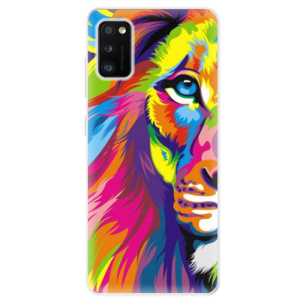 Odolné silikonové pouzdro iSaprio - Rainbow Lion - na mobil Samsung Galaxy A41 (Odolný silikonový kryt, obal pouzdro iSaprio - Rainbow Lion - na mobilní telefon Samsung Galaxy A41)