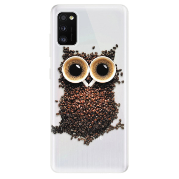 Odolné silikonové pouzdro iSaprio - Owl And Coffee - na mobil Samsung Galaxy A41 (Odolný silikonový kryt, obal pouzdro iSaprio - Owl And Coffee - na mobilní telefon Samsung Galaxy A41)