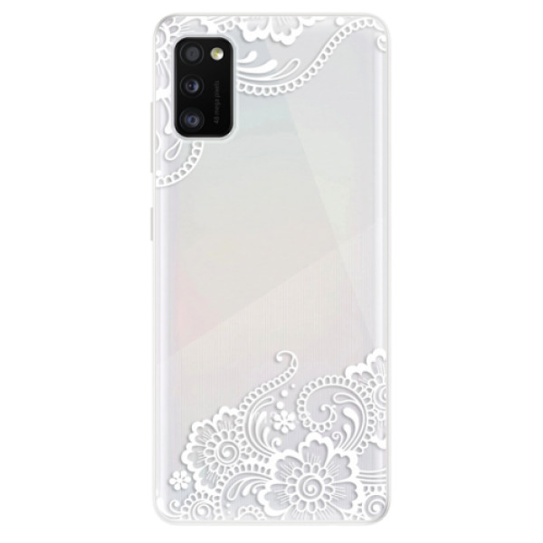Odolné silikonové pouzdro iSaprio - White Lace 02 - na mobil Samsung Galaxy A41 (Odolný silikonový kryt, obal pouzdro iSaprio - White Lace 02 - na mobilní telefon Samsung Galaxy A41)