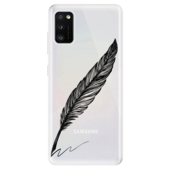 Odolné silikonové pouzdro iSaprio - Writing By Feather - black - na mobil Samsung Galaxy A41 (Odolný silikonový kryt, obal pouzdro iSaprio - Writing By Feather - black - na mobilní telefon Samsung Galaxy A41)