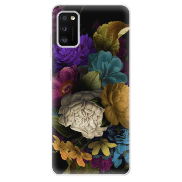 Odolné silikonové pouzdro iSaprio - Dark Flowers - na mobil Samsung Galaxy A41 (Odolný silikonový kryt, obal pouzdro iSaprio - Dark Flowers - na mobilní telefon Samsung Galaxy A41)