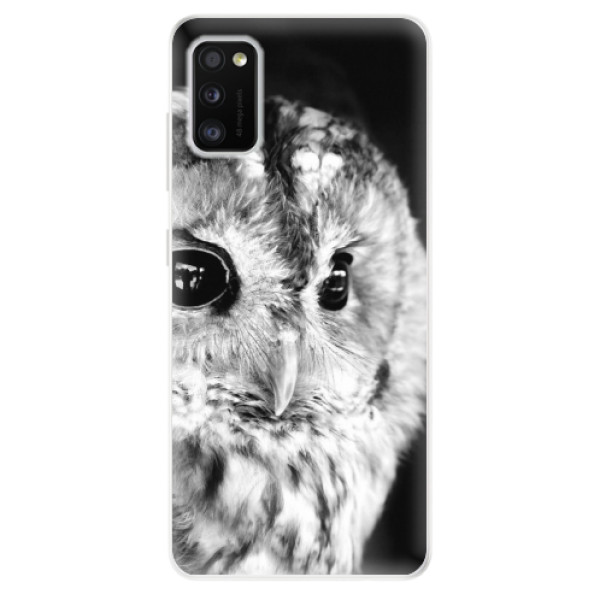 Odolné silikonové pouzdro iSaprio - BW Owl - na mobil Samsung Galaxy A41 (Odolný silikonový kryt, obal pouzdro iSaprio - BW Owl - na mobilní telefon Samsung Galaxy A41)